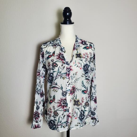 Loft Paisley Long Sleeve Blouse Small - Picture 1 of 8